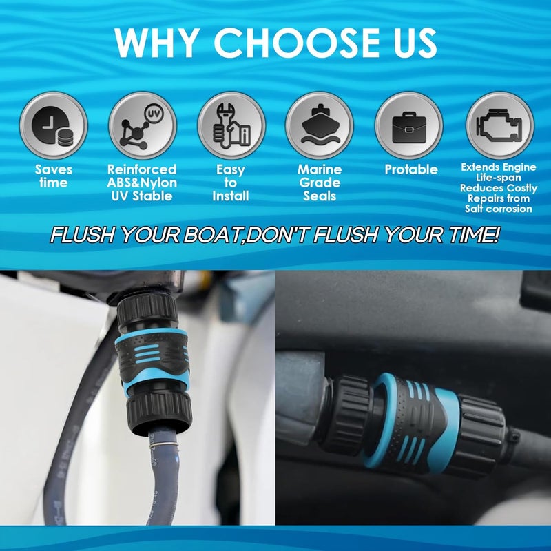 MZANNI Store SWIFTFLUSHER Outboard Quick Connect Flush Kit for Mercury, Suzuki，Yamaha & Honda，Outboard Flush Kit，Flush Port Quick Connect，Outboard Engine Motor Flushers，Outboard Engine Flush Adapter - Image 2